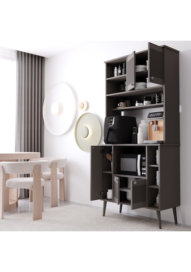 Melura Kahve Köşesi 90 Cm %100 Mdf Çok Amaçlı Dolap Gri