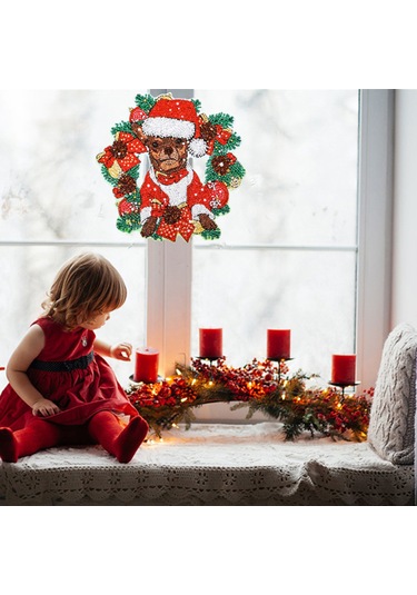 5d Elmas Boya Noel Çelenk Dıy Kırmızı Ve Yeşil