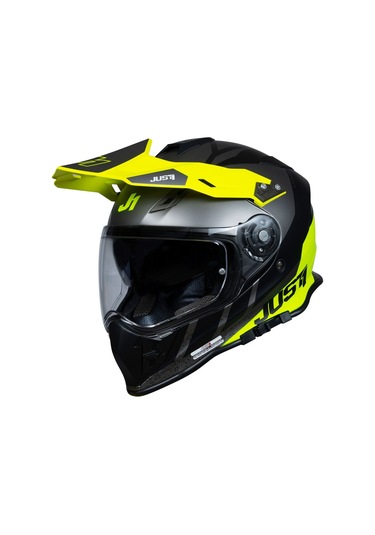 Just1 J34 Pro Outer Space Kapalı Motosiklet Kaskı Siyah Antrasit Sarı Gri - Sarı