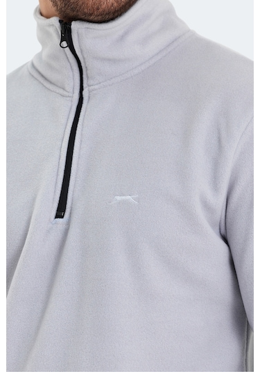 Slazenger Sanne In Erkek Dik Yaka Fermuarlı Gri Polar Gri