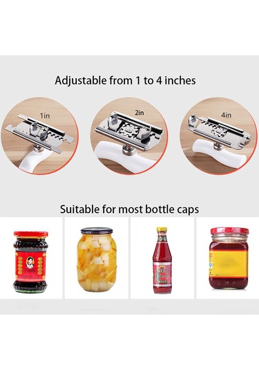 Tenfowee Paslanmaz Çelik Kavanoz Açıcı - Ergonomik S-şekilli Kollü, Ayarlanabilir Boyutlu, Kolay Kullanıma Uygun Beyaz/yeşil Beyaz