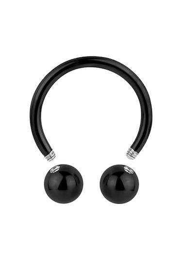 Suntek Paslanmaz Çelik At Nalı Topu Septum Dudak Burun Kulak Siyah