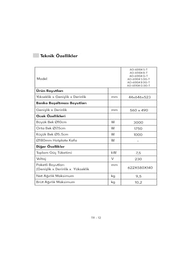 Vestel AO-65104 S-T Ankastre Ocak