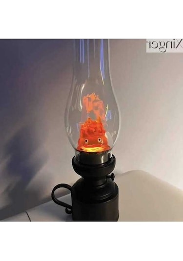 Novahub Calcifer Gece Lambası - Şarj Edilebilir Howl In Yürüyen Şatosu, Hediye Seçeneği Kırmızı Kırmızı