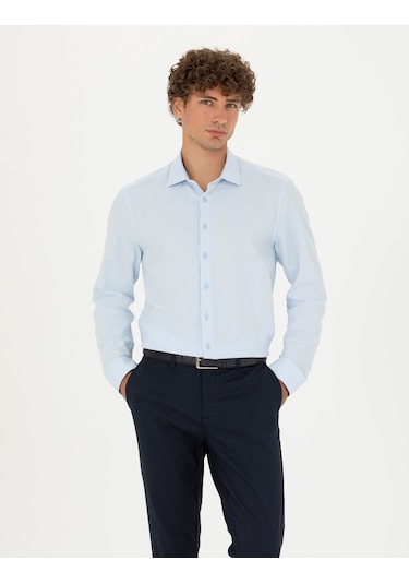 Pierre Cardin Erkek Açık Mavi Desenli Gömlek 50275511-vr003 Açık Mavi