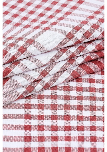 Pamuklu Kırmızı Renkli Pöti Kareli 4'lü Kurulama Bezi, Beslenme Örtüsü, Servis Peçetesi