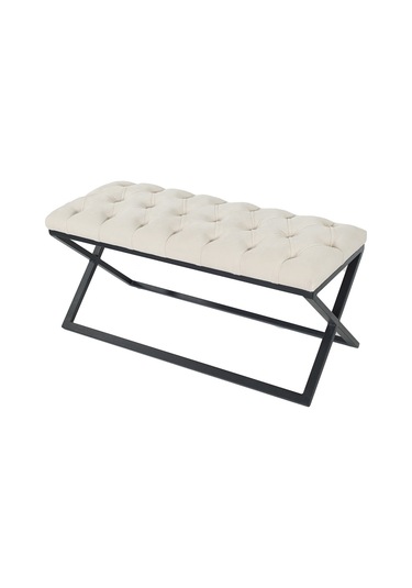 Varcera Krem Chester Model Kapitoneli Puf&bench&koltuk&oturma Bankı&teddy Puff&yatak Odası Takımı Önü&ucu