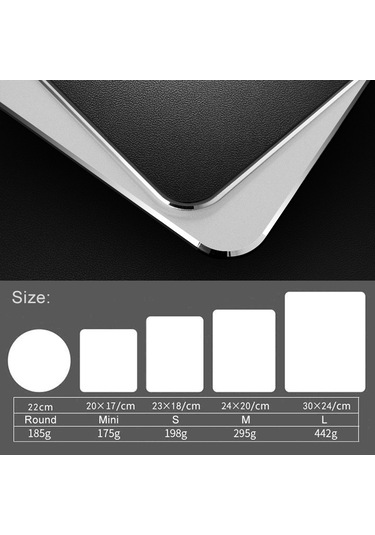 Alüminyum Alaşımlı Çift Taraflı Kaymaz Mat Masa Mouse Pad'i, Boyut: L Gümüş