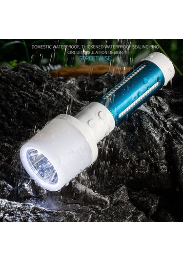 Cbtx Ch23036 Çift Işıklı El Feneri Su Geçirmez Led Boncuklar Çok Renkli Gece Lambası Kaymaz Taşınabilir El Feneri Siyah