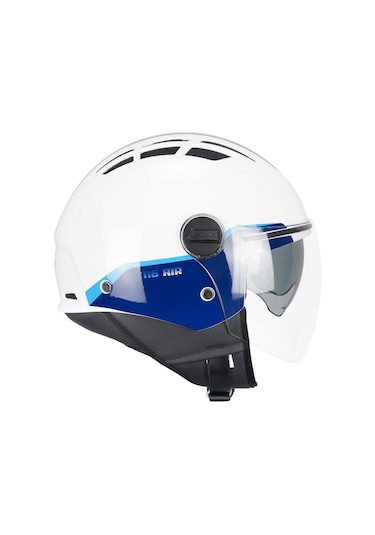 Cgm 116G Aır Bıco Uzun Vizör Güneş Vizörlü Açık Kask Mavi Beyaz