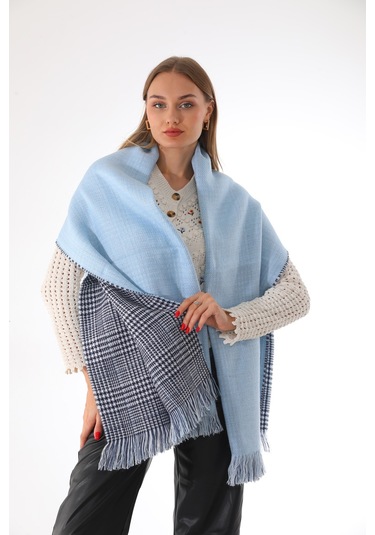 Çift Taraflı Yumuşak Dokulu Bebe Mavisi Şal Atkı Bebe Mavi