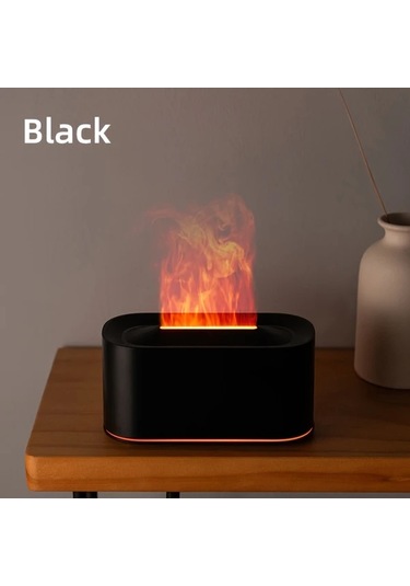 Techbloom Siyah Usb Güçlü Alev Aromatik Difüzör Nemlendirici Yedi Renkli Led Gece Lambası Otomatik Su Seviyesi Kapatma