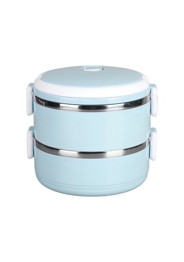 Termal Öğle Yemeği Kutusu, İstiflenebilir Sıcak Yemek Kutusu, 304 Paslanmaz Çelik, Yuvarlak Öğle Yemeği Kutusu, Mühürlü Gıda Kapları, Çift Katmanlı, 304 Kalınlaştırılmış Mavi Çok Renkli