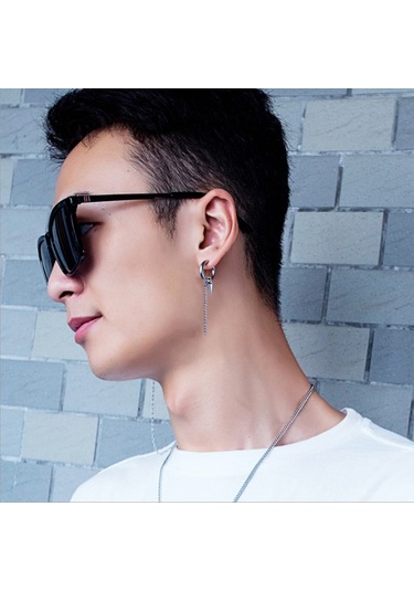 Ehediye Chavin Çelik Sallantılı Tekli Bayan Erkek Küpe Ef36