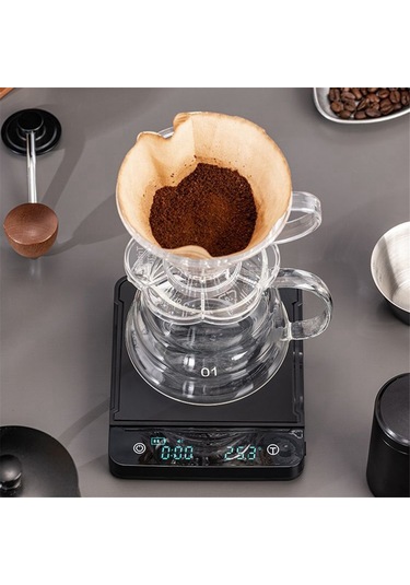 Kahve Ölçeği Elektronik Ölçek Zaman Şarj El Dökme Led Ekran Siyah