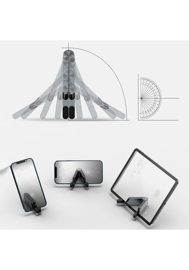 Muduan T1 Alüminyum Alaşım Katlanır Cep Telefonu Standı Tablet Bilgisayar Standı Siyah Havalandırma Wpv9e1