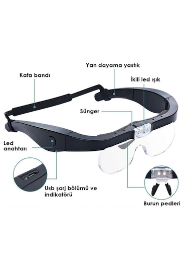 Texta 11537dc Şarj Edilebilir Ledli Gözlük Büyüteç