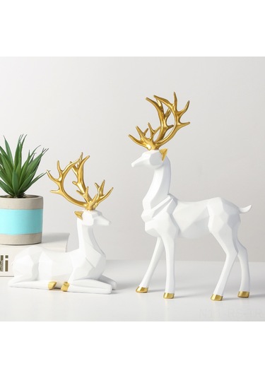 Reedark Modern Origami Geyik Dekorasyonu - Şık Ve Dayanıklı Beyaz Orta Boy Ev Aksesuarı Beyaz