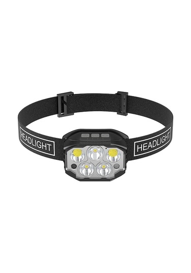 Abs Malzeme, 1000mah Pil, Şarj Kablolu Siyah Kafa Lambası - 1 Veya 2 Adet Seçenekli Çok Renkli Çok Renkli