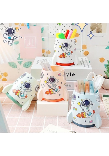 Ganzhoushop Kalem Vazo Kalemlik Makyaj Fırçası Tutucu Kırtasiye Masa Plastik Düzenleyici Pembe