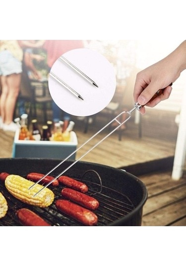 Bloomnest Paslanmaz Şişler & Çatallar - 4'lü, Renkli, Barbekü Seti, Çok Renkli Çok Renkli