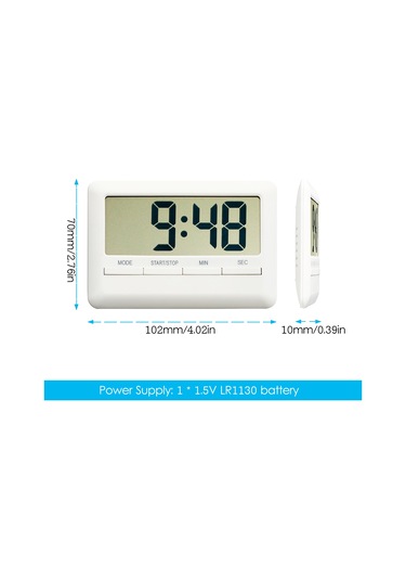 Aubyhe Beyaz Dijital Alarm Saat - Zaman Gösterimi, Alarm Ve Geri Sayım Fonksiyonları İle 3'ü 1 Arada