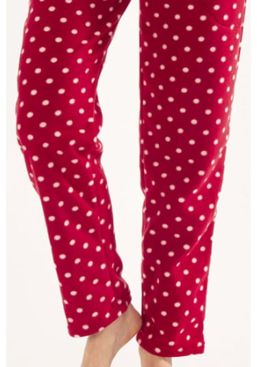 Lüx Polar Cepli Kışlık Kadın Pijama Altı Ra2 Kırmızı
