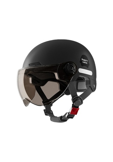 Fosenze Kadın Erkek Kullanım Helmeti - Motosiklet Bisiklet Yarı Kask - Siyah Kısa Çay Gözlüğü Sağlık Güvenliği Koruyucu