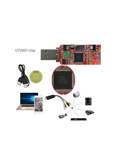 Android Uyumlu UTV007 Chip VHS Hi8 Mini DV  Video DVR Kayıt Kartı