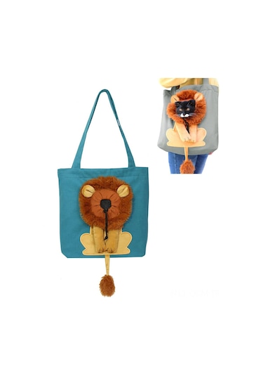 Qingmipy Sevimli Aslan Şekilli Taşınabilir Kedi Ve Köpek Taşıma Çantası - Nefes Alabilir Kumaş