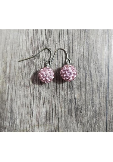 Hdmarketim Şambala Model Swarovski Taşlı Pembe Sallantılı Küpe Çok Renkli