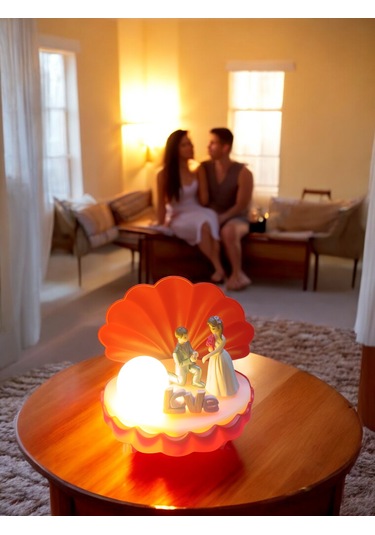 İstiridye Tasarım Işıklı İnci Sevgili Biblo