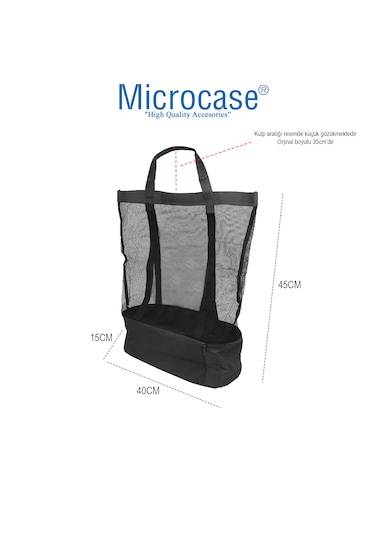 Microcase 2 Katlı 50lt Termal Buzluk Bölmeli Plaj Seyahat Çantası Al4519 Siyah