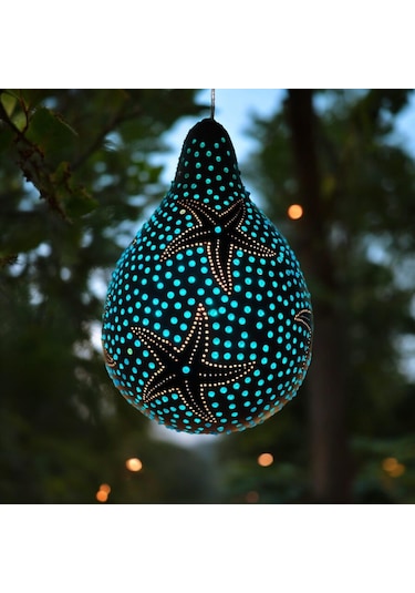 Deniz Yıldızı Desenli Su Kabağı Avize Bahçe Lambası Beyaz