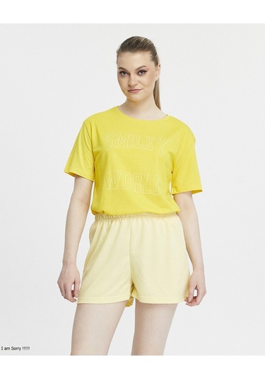 Bella Dossi Pamuklu Kısa Kollu Baskılı Kadın Şortlu Yazlık Pijama Takımı Limon Sarı