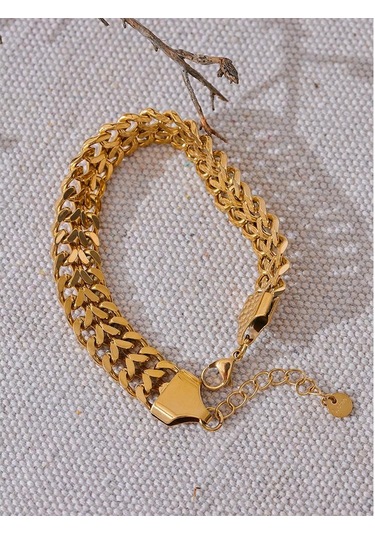 Altın Eetit Su Geçirmez Paslanmaz Çelik Küba Zincir Geniş Bilezik Bileklik Bildirimi Metal Cilalı 18k Pvd Kaplama Şık Takı Hediye