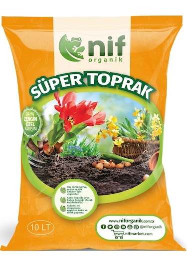 Nif Organik Süper Toprak Çiçek Bitki Fide Toprağı 10 L