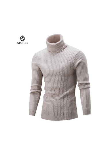 Erkek Sonbahar Ve Kış Balıkçı Yaka Düz Renk Kazak Siyah