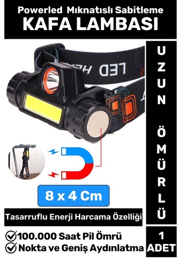 Profesyonel Kamp Avcı Balıkçı Deprem Güçlü Işık Mıknatıslı Sabitleme Şarjlı Powerled Kafa Lambası Çok Renkli