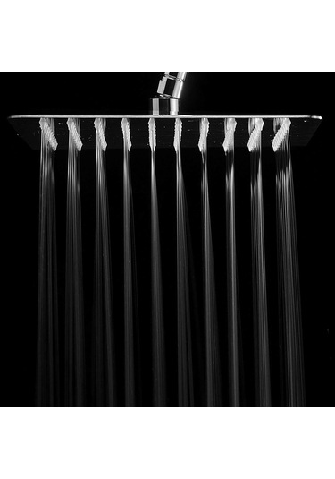 Geeroyoo 8 İnç İnce Kare Duş Başlığı Jo-819 Gümüş - Yüksek Basınçlı, Paslanmaz Çelik, Su Tasarruflu, Kendini Temizleyen Nozullar Diğer