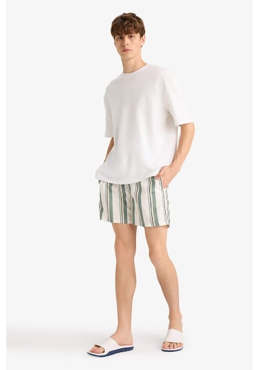 Defacto File Astarlı Microfiber Kısa Boy Deniz Şortu G0177ax25hskh440 Haki