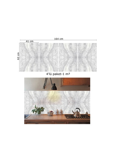 Tink Kendinden Yapışkanlı Gri Ağ Desenli Pvc Panel 41x62 Cm