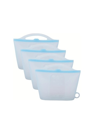 Brightnova 4 Adet Sızdırmaz Silikon Saklama Kabı 1200ml Bpa Free Bulaşık Makinesinde Güvenli Blue 40 58oz Mutfak Buzdolabı Seyahat Ofis -