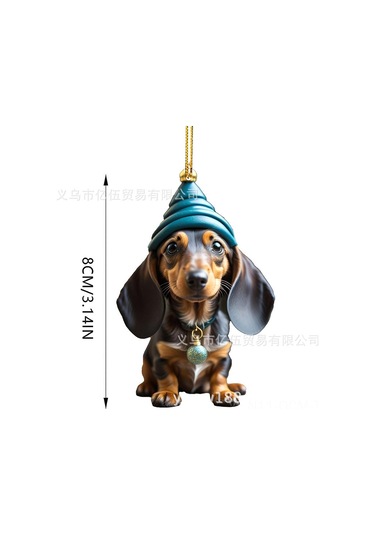 Qingmipy Yılbaşı Temalı Köpek Figürlü Araç İçi Dekor Asılı Akrilik Otomobil Aksesuarı - Dayanıklı Ve Şık Kırmızı