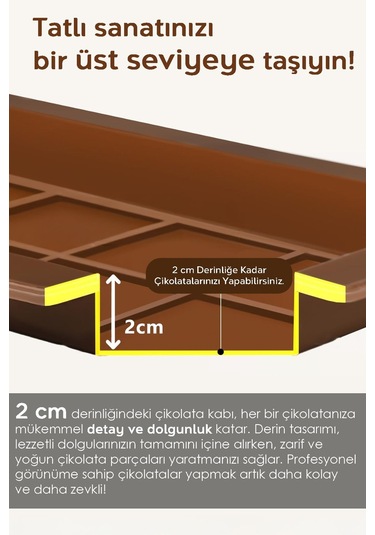 3 Adet Dubai Çikolatası Kalıbı - Büyük Tablet Çikolata Kalıbı Silikon Kalıp