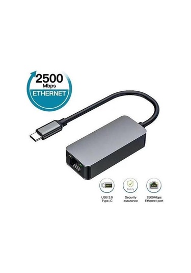 Lunatic 5247 Usb Type C To Ethernet 2500mbps 2.5g İnternet Çevirici Dönüştürücü Adaptör