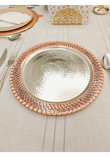 Modabakır Bakır Supla, Tabak Petek İşlemeli 27 Cm Model:456658 Bakır