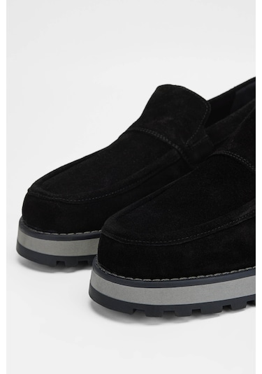 Tamer Tanca Erkek Hakiki Deri Siyah Süet Casual Ayakkabı 01 22219 Erk Ayk Sk23/24 Sıyah Suet Siyah