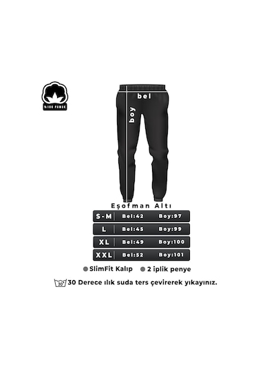 Uyguntarz Unisex Baskılı Eşofman Altı Siyah - Ten