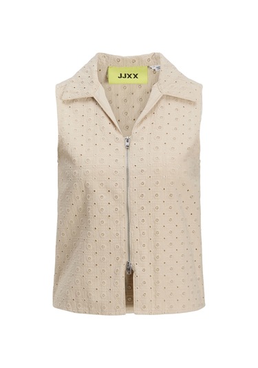 Jack & Jones Kadın Gömlek Yaka Fermuar Kapamali Bluz - Selma - 12277424 Fog